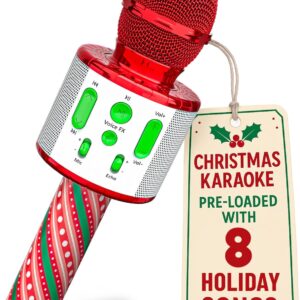 Christmas Karaoke Microphone with Pre-Loaded Songs