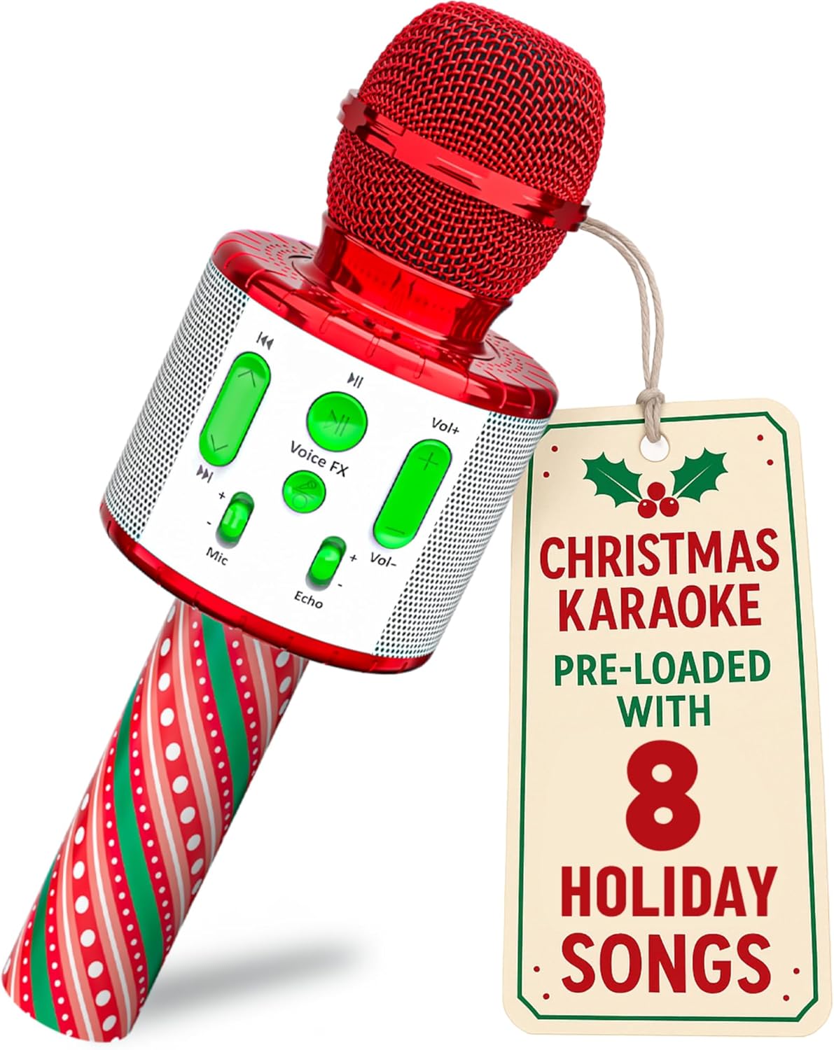 Christmas Karaoke Microphone with Pre-Loaded Songs